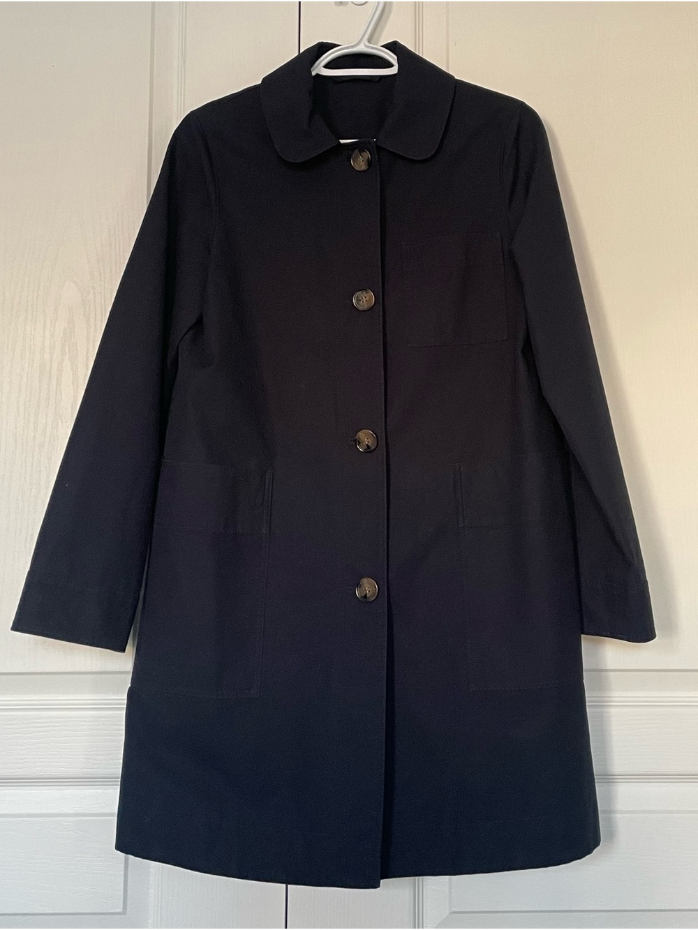COS Navy Rounded-Collar Single-Breasted Trench Coat